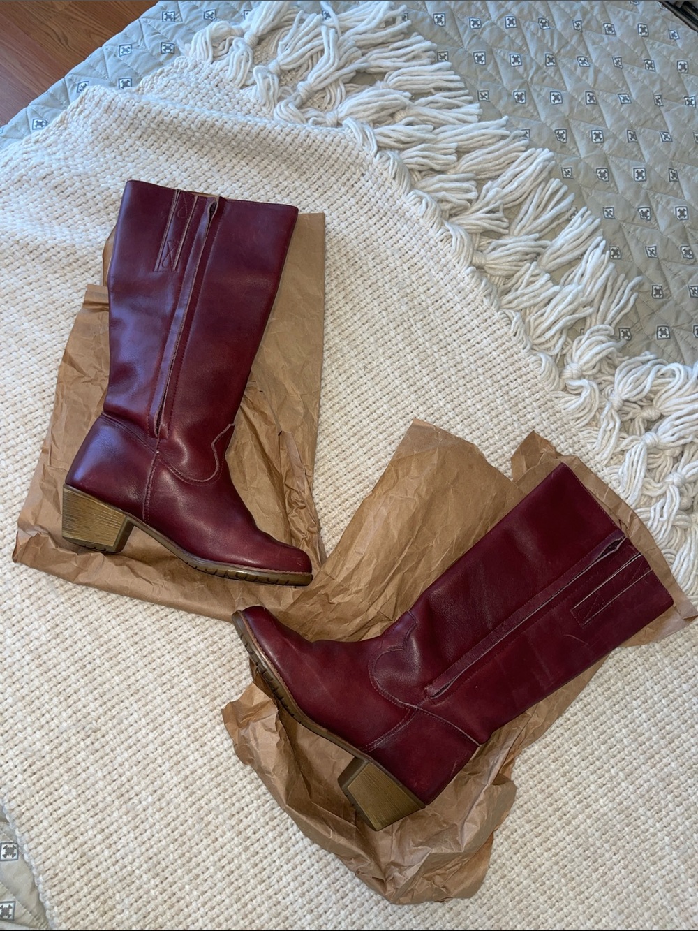L.L. Bean Burgundy Leather Knee Boots